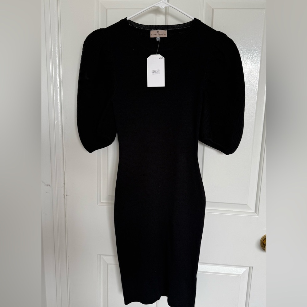 Elegant Black Puff Sleeve Dress